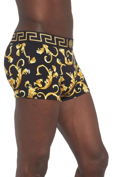 Shop Versace Low Rise Trunks In Black/ Gold
