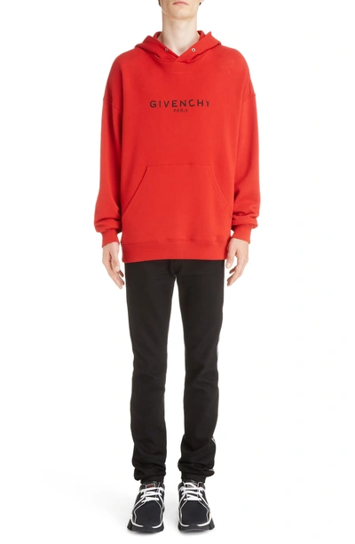 Shop Givenchy Logo Hoodie In Bright Red