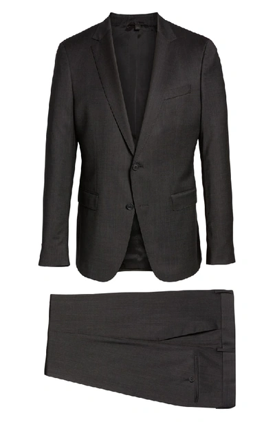 Shop Hugo Boss Nestro/byte Trim Fit Stretch Solid Wool Suit In Black