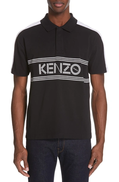 Shop Kenzo Sport Graphic Jersey Polo In Black