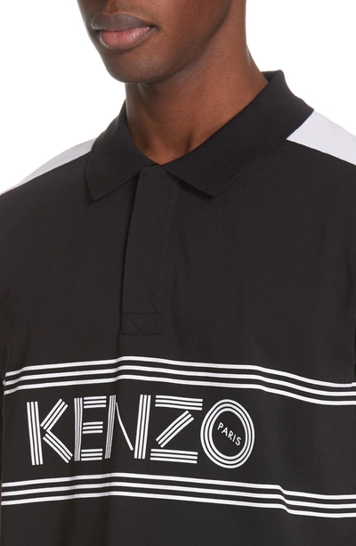 Shop Kenzo Sport Graphic Jersey Polo In Black