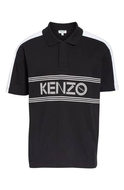 Shop Kenzo Sport Graphic Jersey Polo In Black