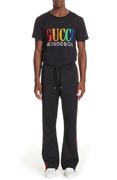 Shop Gucci Technical Jersey Flare Pants In Black