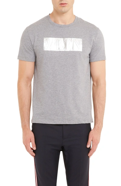 Shop Valentino Vltn Logo T-shirt In Grigio Melange