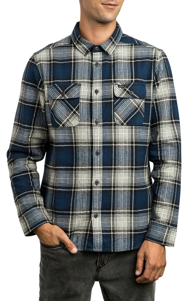 Shop Rvca High Plains Flannel Shirt In Bright Blue