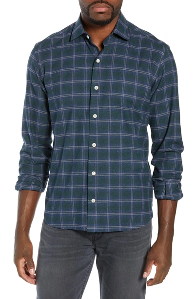 Shop Culturata Supersoft Tailored Fit Plaid Sport Shirt In Navy