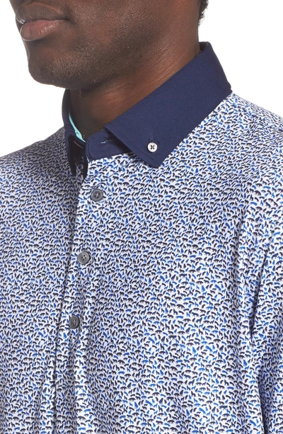 Shop Greyson Wolf Pack Print Polo Shirt In Arctic