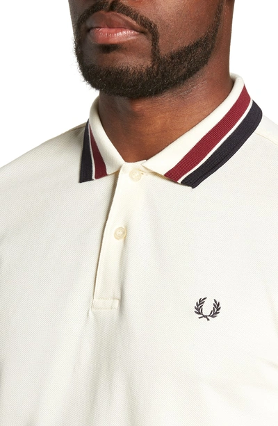 Shop Fred Perry Bold Tipped Pique Shirt In Ecru