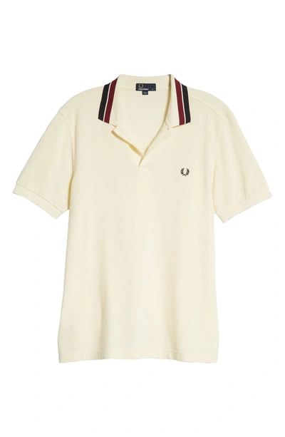 Shop Fred Perry Bold Tipped Pique Shirt In Ecru