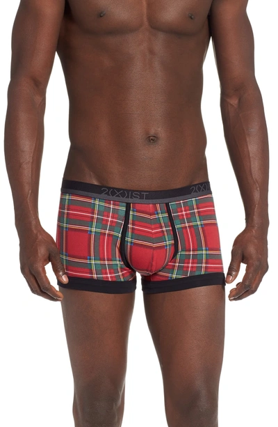Shop 2(x)ist 4-pack No-show Stretch Trunks In Scooter Red/ Lead/ Candy Print