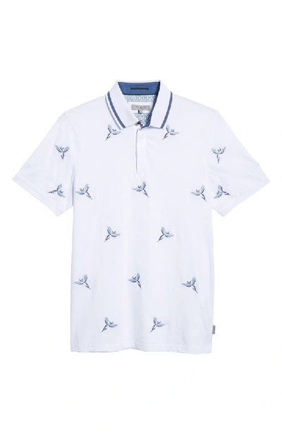 Shop Ted Baker Slim Fit Hapnes Embroidered Bird Polo In White