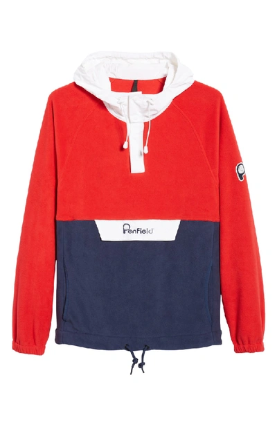 Shop Penfield Honnold Colorblock Fleece Pullover Hoodie In Mars Red