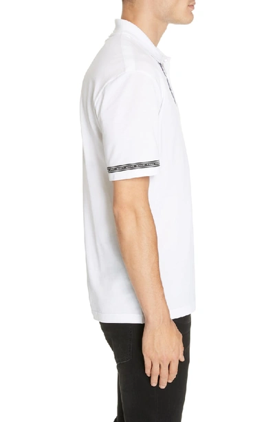 Shop Versace Logo Trim Cotton Slim Fit Polo Shirt In White