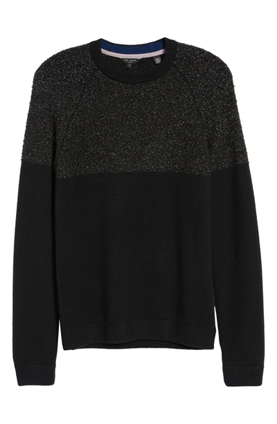 Shop Ted Baker Arks Slim Fit Textured Crew Sweater In Black