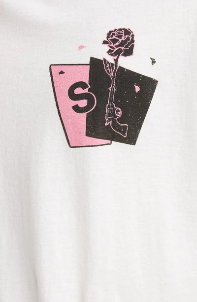 Shop Saint Laurent Rose Graphic T-shirt In Dirty Ecru Noir And Rose