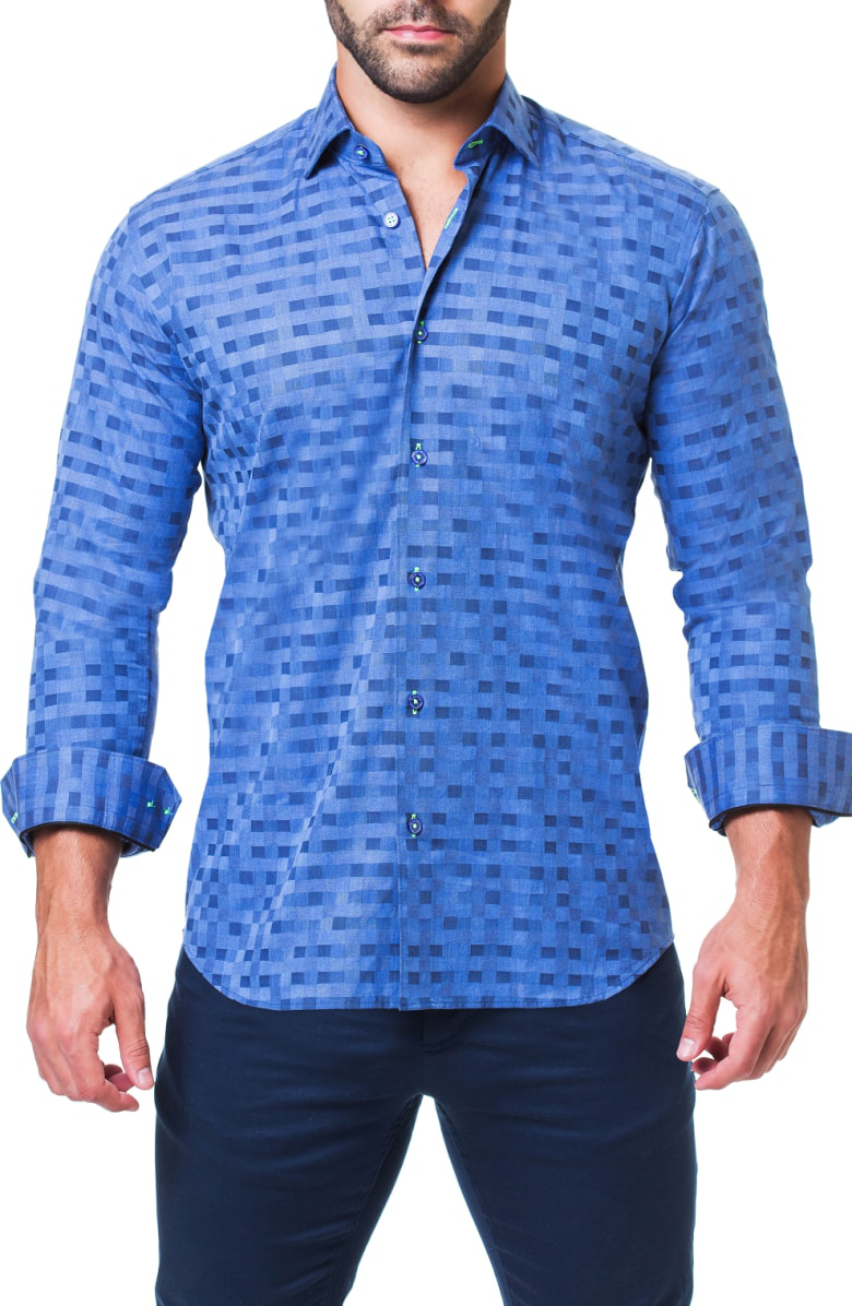 Maceoo Fibonacci Domino Regular Fit Sport Shirt In Blue | ModeSens