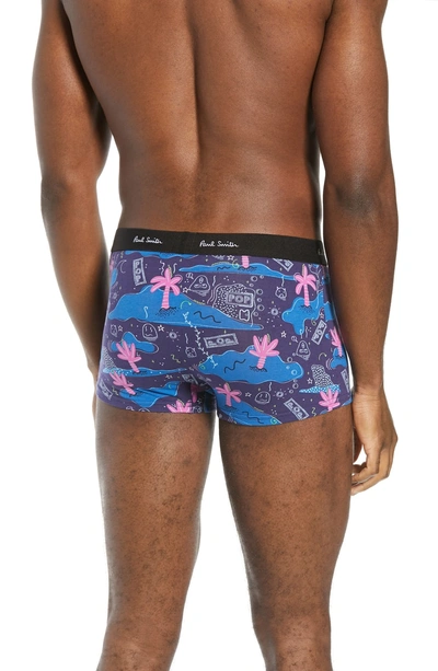 Shop Paul Smith Print Stretch Cotton Trunks In Blue Multi