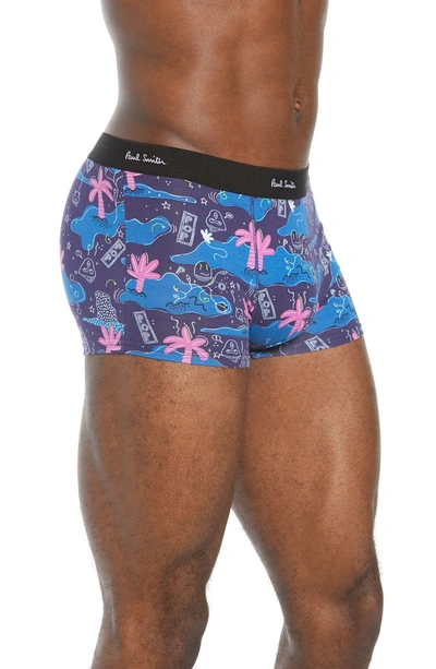 Shop Paul Smith Print Stretch Cotton Trunks In Blue Multi