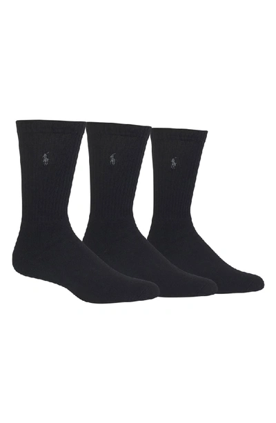 Shop Polo Ralph Lauren 3-pack Crew Socks In Black