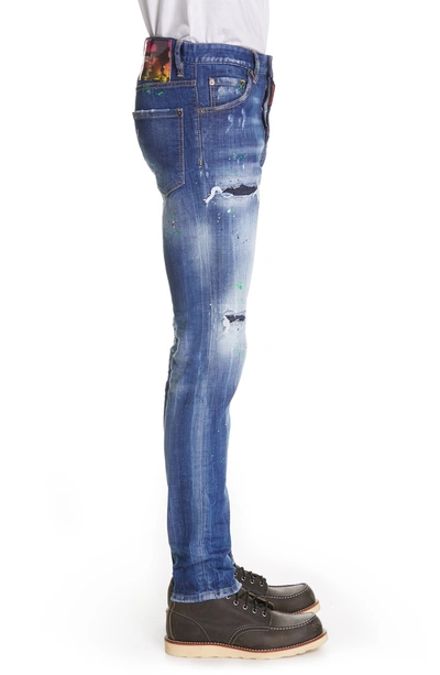 Shop Dsquared2 Cool Guy Paint Splatter Skinny Jeans In Blue