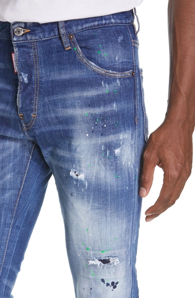 Shop Dsquared2 Cool Guy Paint Splatter Skinny Jeans In Blue