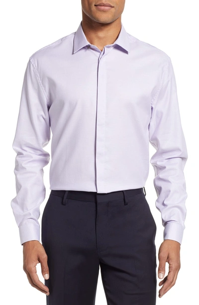 Shop John Varvatos Slim Fit Stretch Check Dress Shirt In Lavender