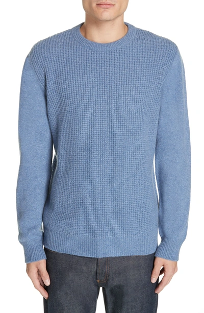 Shop Eidos Waffle Knit Cashmere Crewneck Sweater In Light Blue