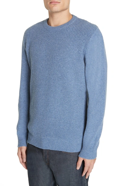 Shop Eidos Waffle Knit Cashmere Crewneck Sweater In Light Blue