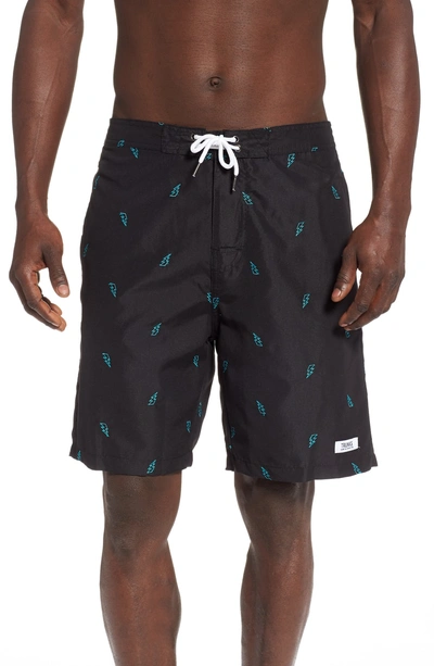 Shop Trunks Surf & Swim Co. Premium Embroidered Swami Swim Trunks In Black