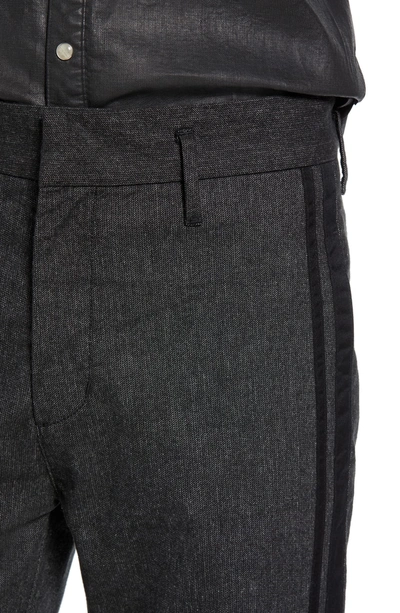 Shop John Varvatos Side Stripe Cuffed Cotton Blend Pants In Charcoal Heather