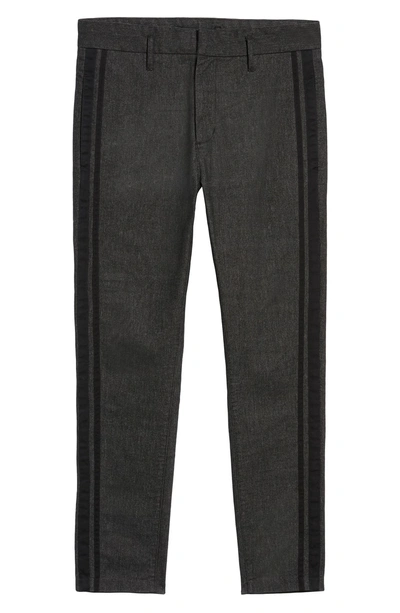 Shop John Varvatos Side Stripe Cuffed Cotton Blend Pants In Charcoal Heather