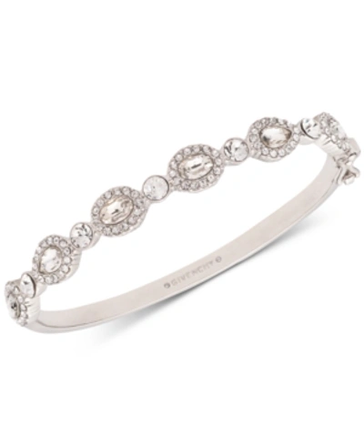 Shop Givenchy Silver-tone Crystal & Stone Bangle Bracelet In Rhodium