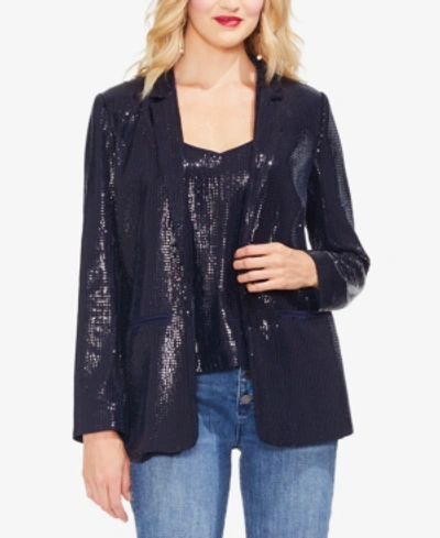 Shop Vince Camuto Open-front Sequin Blazer In Classic Navy