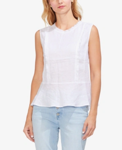 Shop Vince Camuto Linen Peplum Top In Ultra White