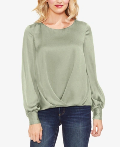 Shop Vince Camuto Gathered Bishop-sleeve Top In Green Tea