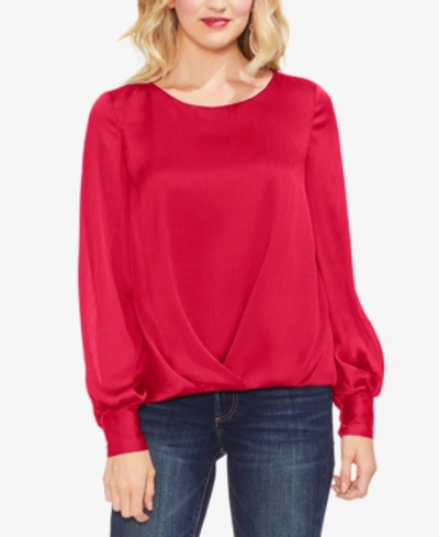 Shop Vince Camuto Gathered Bishop-sleeve Top In Tropical Red