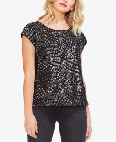 Shop Vince Camuto Sequined-front Top In Rich Black