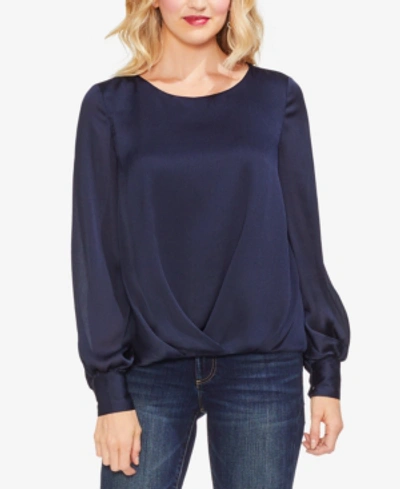 Shop Vince Camuto Gathered Bishop-sleeve Top In Classic Navy