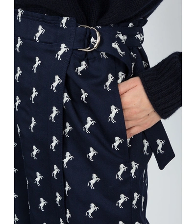 Shop Chloé Horse Print Culottes In Blue