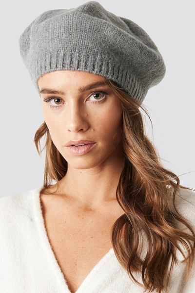 Shop Na-kd Knitted Beret Hat - Grey