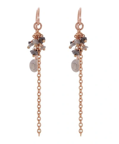 Shop Stephanie Schneider Rose Gold-plated Grey Diamond Chain Drop Earrings