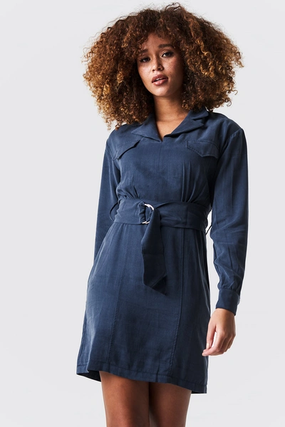 Shop Trendyol Binding Detailed Mini Dress - Blue In Navy