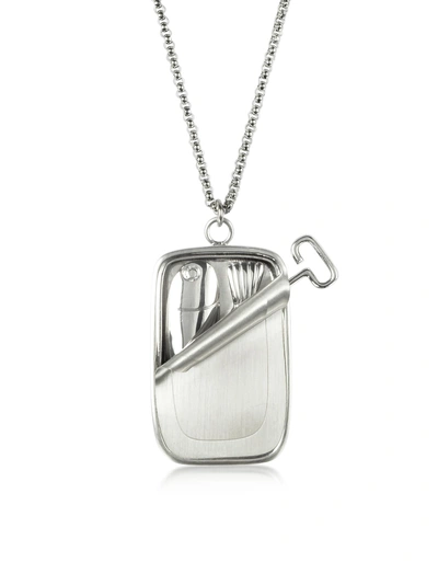 Shop Jw Anderson Sardine Tin Pendant Necklace In Silver