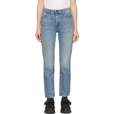 Shop Alexander Wang Indigo Cult Cropped Straight Jeans In 443 Ltindig