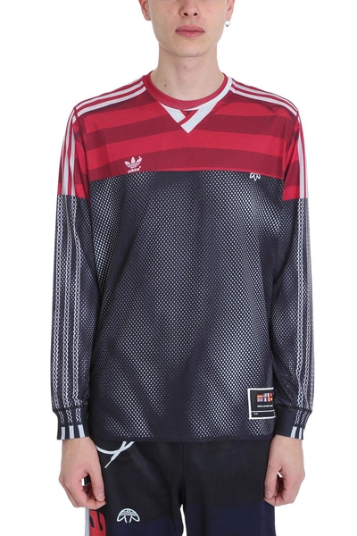 Shop Adidas Originals By Alexander Wang Black-red Polyester Photocopy Ls T-shirt