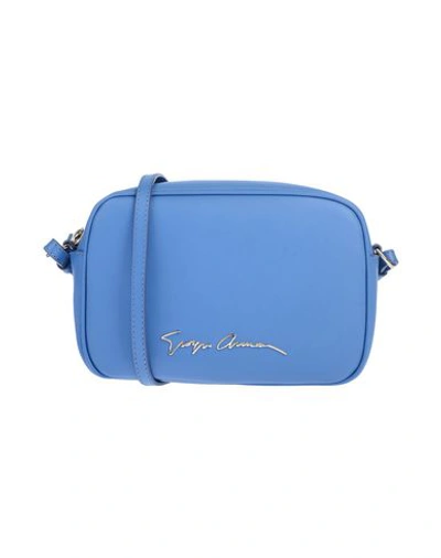 Shop Giorgio Armani Cross-body Bags In Pastel Blue