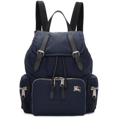 Shop Burberry Navy Medium Puffer Crossbody Backpack In Ink Blue