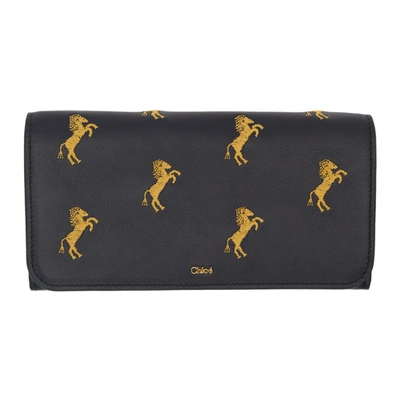 Shop Chloé Chloe Black Signature Long Wallet In 4d4 Full Bl