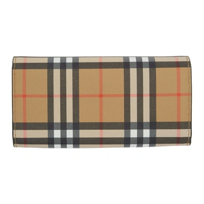 Shop Burberry Beige And Black Vintage Check Halton Wallet