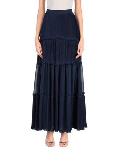 Shop Tory Burch Woman Long Skirt Midnight Blue Size 0 Polyester